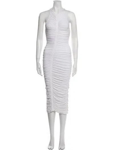 Pre-owned A.l.c V-neck Midi Length Dress In White