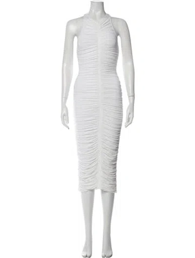 Pre-owned A.l.c V-neck Midi Length Dress In White