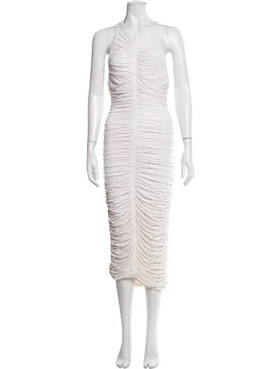Pre-owned A.l.c V-neck Midi Length Dress In White