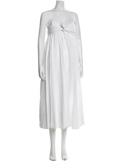 Pre-owned A.l.c V-neck Midi Length Dress In White