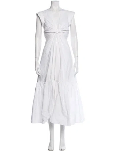 Pre-owned A.l.c V-neck Midi Length Dress In White