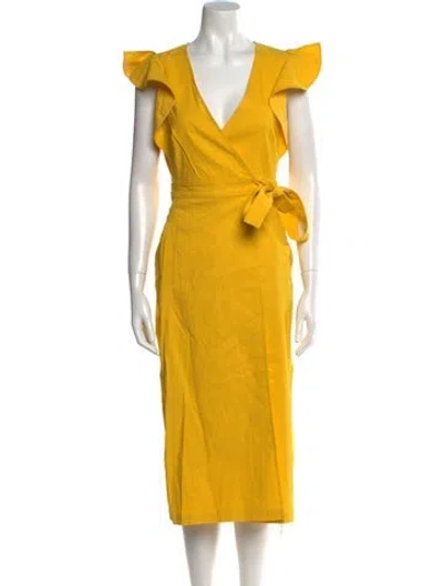 Pre-owned A.l.c V-neck Midi Length Dress In Yellow