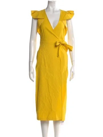 Pre-owned A.l.c V-neck Midi Length Dress In Yellow