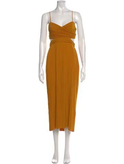 Pre-owned A.l.c V-neck Midi Length Dress In Yellow