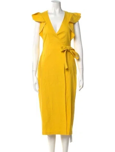 Pre-owned A.l.c V-neck Midi Length Dress In Yellow