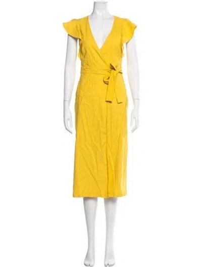 Pre-owned A.l.c V-neck Midi Length Dress In Yellow
