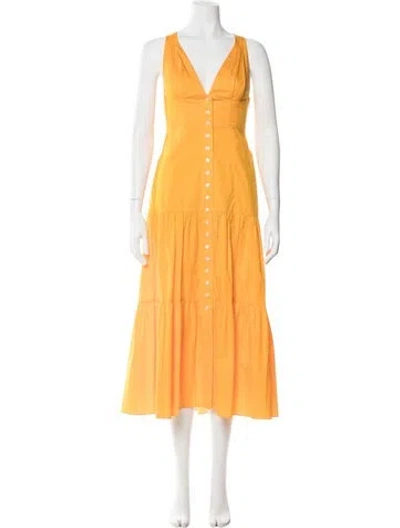 Pre-owned A.l.c V-neck Midi Length Dress In Yellow