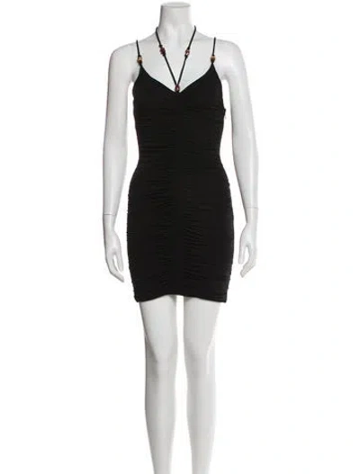 Pre-owned A.l.c V-neck Mini Dress In Black