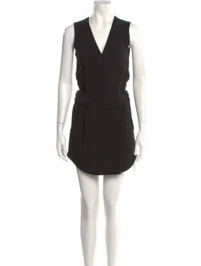 Pre-owned A.l.c V-neck Mini Dress In Black