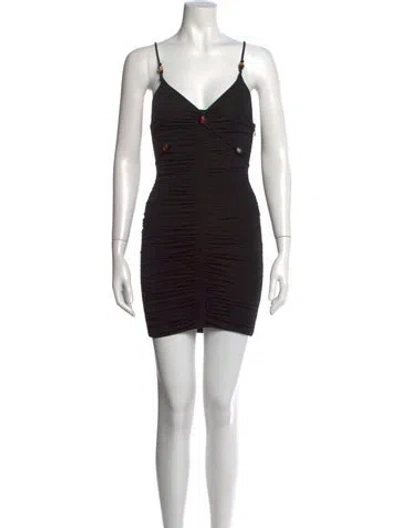 Pre-owned A.l.c V-neck Mini Dress In Black
