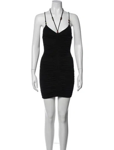 Pre-owned A.l.c V-neck Mini Dress In Black