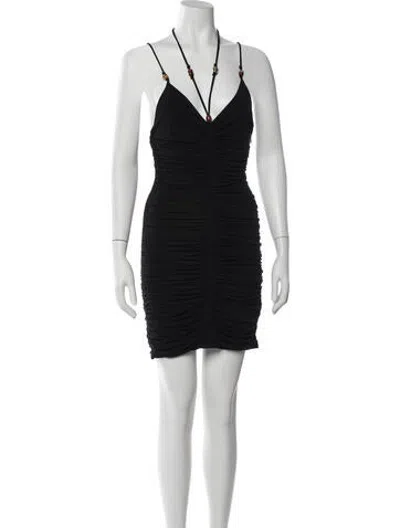 Pre-owned A.l.c V-neck Mini Dress In Black