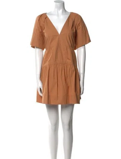 Pre-owned A.l.c V-neck Mini Dress In Brown