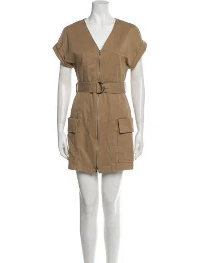 Pre-owned A.l.c V-neck Mini Dress In Brown