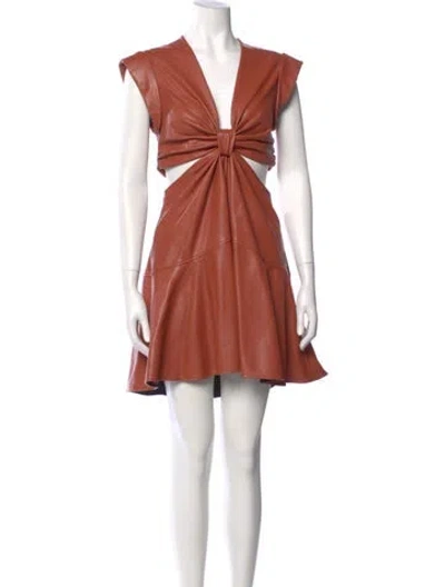 Pre-owned A.l.c V-neck Mini Dress In Brown