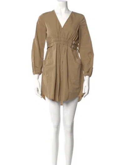 Pre-owned A.l.c V-neck Mini Dress In Brown