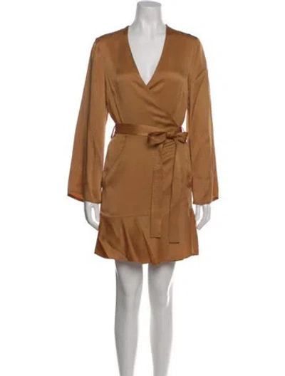 Pre-owned A.l.c V-neck Mini Dress In Brown
