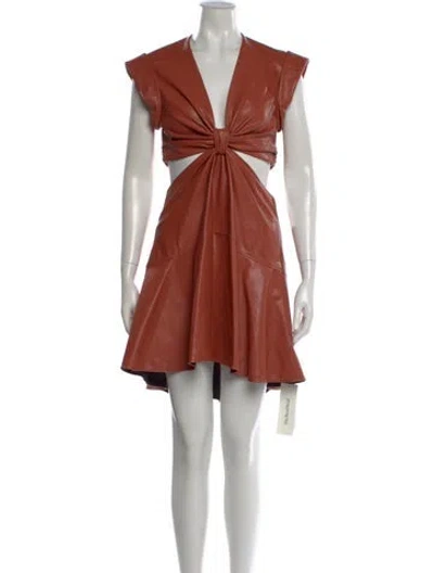 Pre-owned A.l.c V-neck Mini Dress In Brown