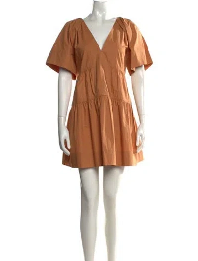 Pre-owned A.l.c V-neck Mini Dress In Brown