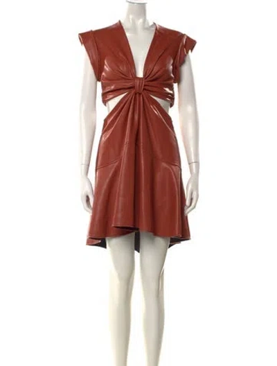 Pre-owned A.l.c V-neck Mini Dress In Brown