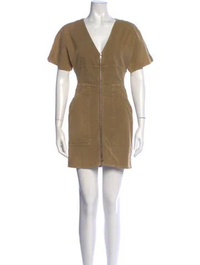 Pre-owned A.l.c V-neck Mini Dress In Brown