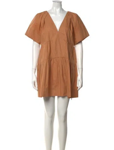 Pre-owned A.l.c V-neck Mini Dress In Brown