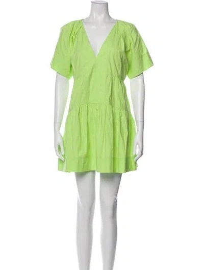 Pre-owned A.l.c V-neck Mini Dress In Green