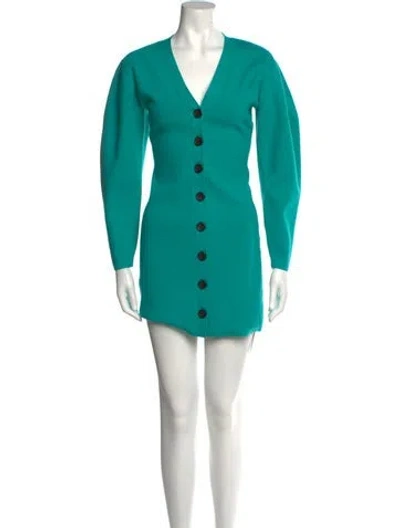 Pre-owned A.l.c V-neck Mini Dress In Green