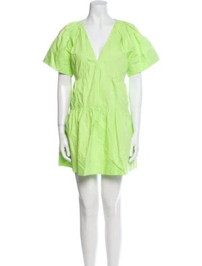 Pre-owned A.l.c V-neck Mini Dress In Green