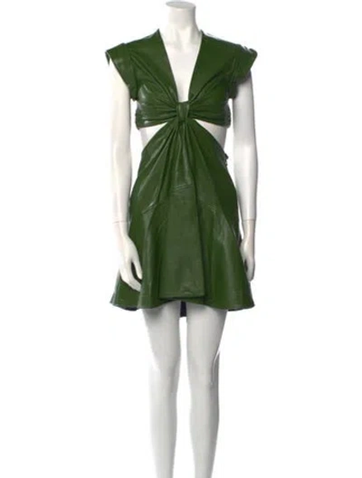 Pre-owned A.l.c V-neck Mini Dress In Green