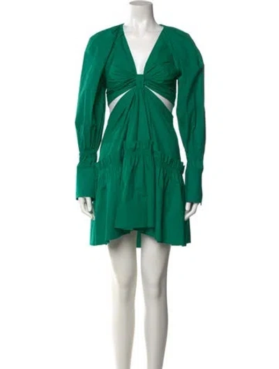 Pre-owned A.l.c V-neck Mini Dress In Green