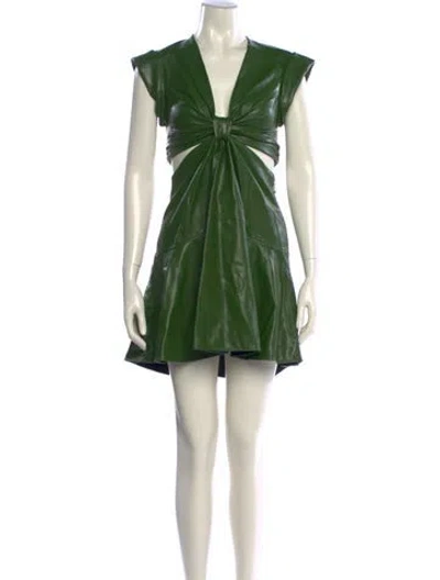 Pre-owned A.l.c V-neck Mini Dress In Green