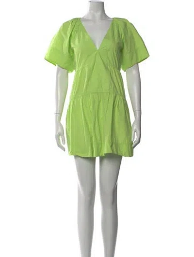 Pre-owned A.l.c V-neck Mini Dress In Green
