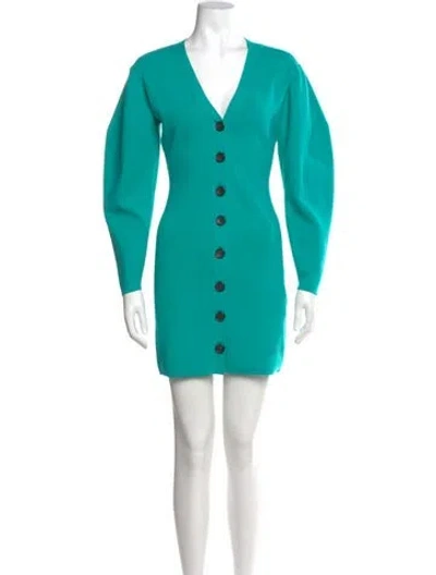 Pre-owned A.l.c V-neck Mini Dress In Green