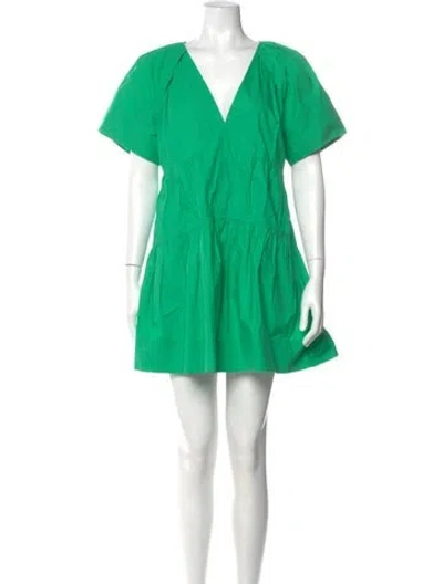 Pre-owned A.l.c V-neck Mini Dress In Green