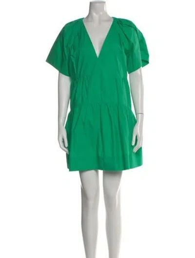 Pre-owned A.l.c V-neck Mini Dress In Green