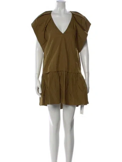 Pre-owned A.l.c V-neck Mini Dress In Green