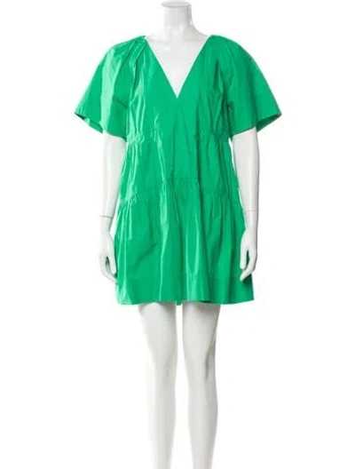 Pre-owned A.l.c V-neck Mini Dress In Green