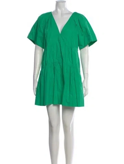 Pre-owned A.l.c V-neck Mini Dress In Green