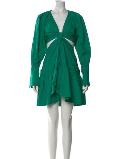 Pre-owned A.l.c V-neck Mini Dress In Green