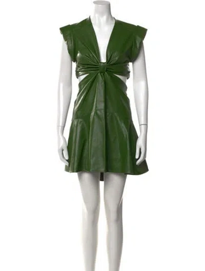 Pre-owned A.l.c V-neck Mini Dress In Green