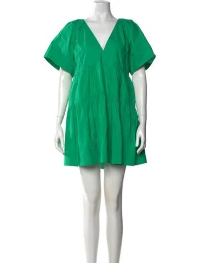 Pre-owned A.l.c V-neck Mini Dress In Green