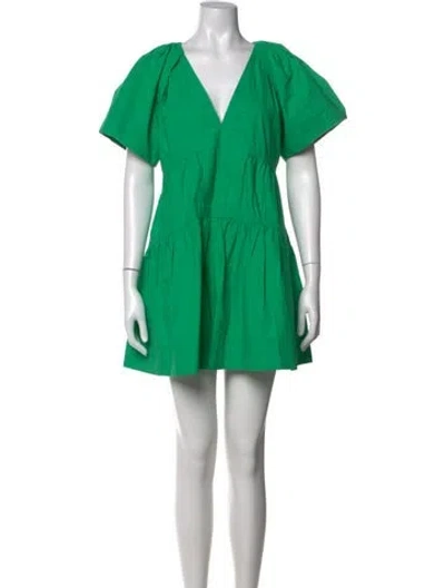 Pre-owned A.l.c V-neck Mini Dress In Green