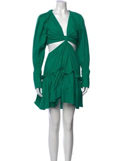 Pre-owned A.l.c V-neck Mini Dress In Green