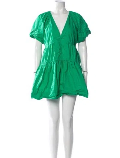 Pre-owned A.l.c V-neck Mini Dress In Green