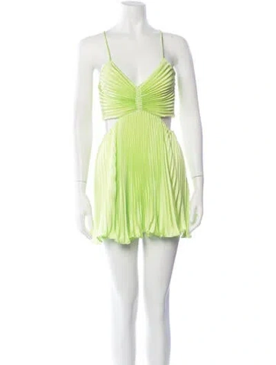 Pre-owned A.l.c V-neck Mini Dress In Green