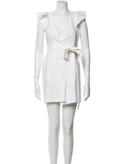 Pre-owned A.l.c V-neck Mini Dress In Neutral