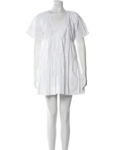 Pre-owned A.l.c V-neck Mini Dress In Neutral