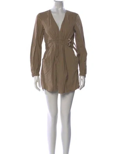 Pre-owned A.l.c V-neck Mini Dress In Neutral