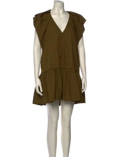 Pre-owned A.l.c V-neck Mini Dress W/ Tags In Green